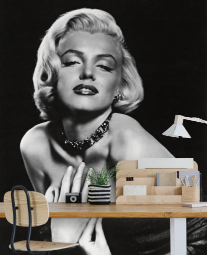 svartvitt marilyn monroe tapetväggmålning som heter Marilyn Monroe (Hur man gifter sig med en miljonär) för sovrum, vardagsrum och kontor