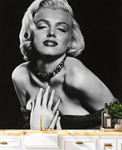 sort/hvid marilyn monroe tapetmaleri kaldet Marilyn Monroe (Hvordan man gifter sig med en millionær) til soveværelser, stuer og kontorer