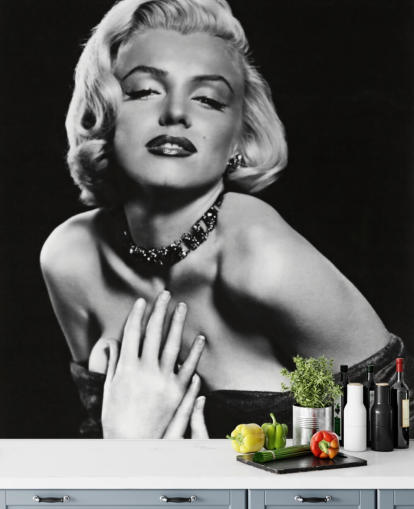 black and white marilyn monroe wallpaper mural called Marilyn Monroe (How to Marry a Millionaire) for bedrooms, living rooms and offices