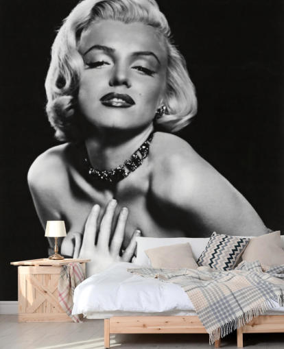 svartvitt marilyn monroe tapetväggmålning som heter Marilyn Monroe (Hur man gifter sig med en miljonär) för sovrum, vardagsrum och kontor