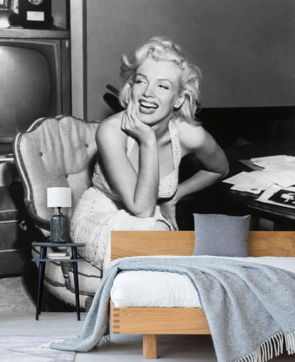 sort/hvid film tapet vægmaleri kaldet Marilyn Monroe til soveværelser, stuer og biografrum