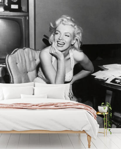 black and white movie wallpaper mural called Marilyn Monroe for bedrooms, living rooms and cinema rooms black and white movie wallpaper mural called Marilyn Monroe for bedrooms, living rooms and cinema rooms