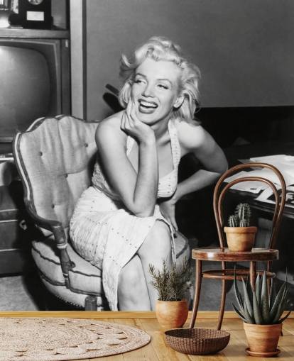 black and white movie wallpaper mural called Marilyn Monroe for bedrooms, living rooms and cinema rooms