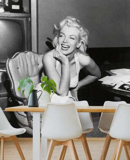 black and white movie wallpaper mural called Marilyn Monroe for bedrooms, living rooms and cinema rooms