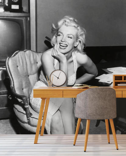 svart-hvitt filmtapet veggmaleri kalt Marilyn Monroe for soverom, stuer og kinorom