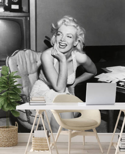 black and white movie wallpaper mural called Marilyn Monroe for bedrooms, living rooms and cinema rooms