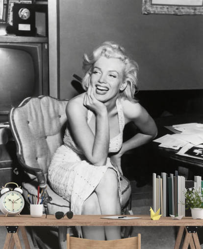 black and white movie wallpaper mural called Marilyn Monroe for bedrooms, living rooms and cinema rooms