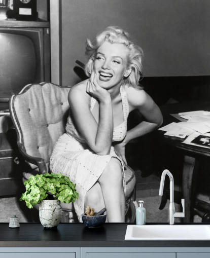 sort/hvid film tapet vægmaleri kaldet Marilyn Monroe til soveværelser, stuer og biografrum