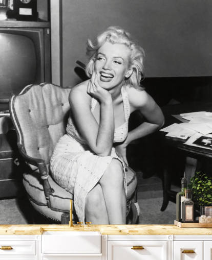 black and white movie wallpaper mural called Marilyn Monroe for bedrooms, living rooms and cinema rooms