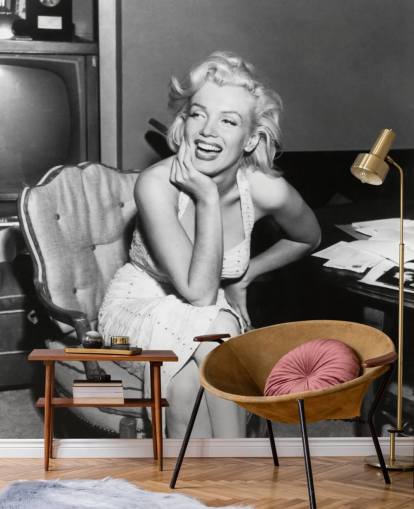 black and white movie wallpaper mural called Marilyn Monroe for bedrooms, living rooms and cinema rooms