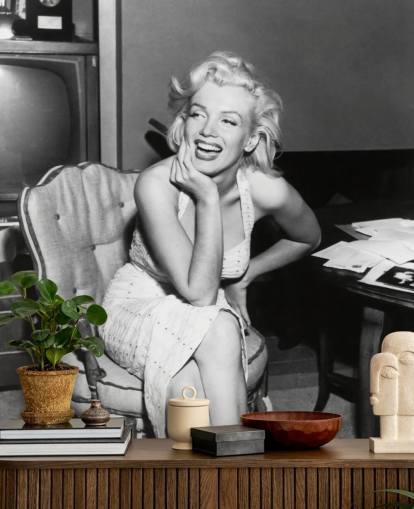 black and white movie wallpaper mural called Marilyn Monroe for bedrooms, living rooms and cinema rooms