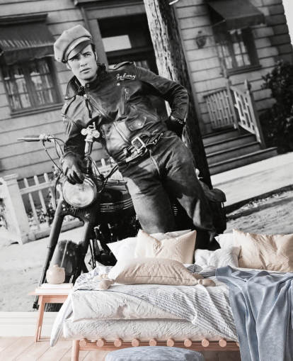 sort/hvid film tapet vægmaleri kaldet Marlon Brando II (The Wild One) sort/hvid film tapet vægmaleri kaldet Marlon Brando II (The Wild One)