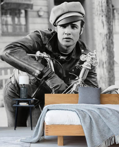 sort/hvid marlon brando tapetmaleri kaldet Marlon Brando (The Wild One) til hjemmekontorer, biografrum og soveværelser sort/hvid marlon brando tapetmaleri kaldet Marlon Brando (The Wild One) til hjemmekontorer, biografrum og soveværelser