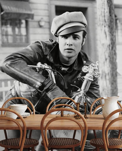 sort/hvid marlon brando tapetmaleri kaldet Marlon Brando (The Wild One) til hjemmekontorer, biografrum og soveværelser