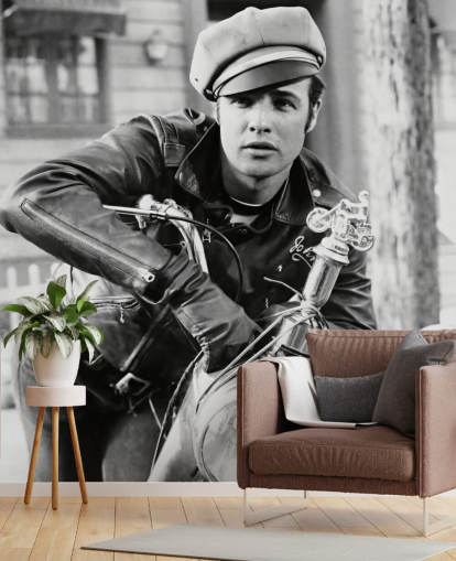 sort/hvid marlon brando tapetmaleri kaldet Marlon Brando (The Wild One) til hjemmekontorer, biografrum og soveværelser sort/hvid marlon brando tapetmaleri kaldet Marlon Brando (The Wild One) til hjemmekontorer, biografrum og soveværelser
