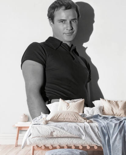 zwart-wit acteur behangmuurschildering genaamd Marlon Brando voor slaapkamers, woonkamers en thuiskantoren