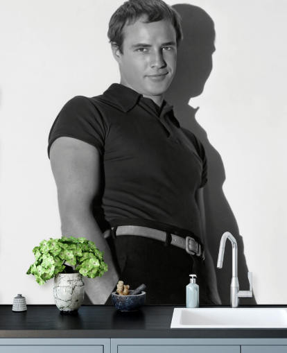 black and white actor wallpaper mural called Marlon Brando for bedrooms, living rooms and home offices