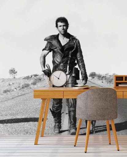 black and white mad max wallpaper mural called Mad Max 2 Road Warrior for bedrooms, businesses and home offices