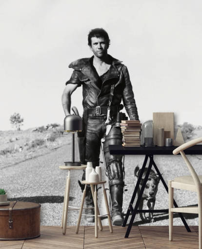 black and white mad max wallpaper mural called Mad Max 2 Road Warrior for bedrooms, businesses and home offices