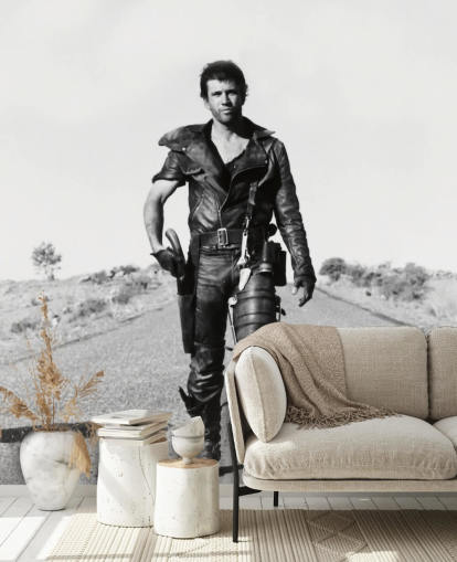 black and white mad max wallpaper mural called Mad Max 2 Road Warrior for bedrooms, businesses and home offices