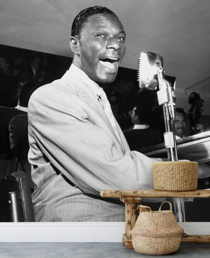 carta da parati murale Nat King Cole in bianco e nero per case e aziende carta da parati murale Nat King Cole in bianco e nero per case e aziende