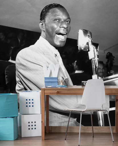 zwart-wit nat king cole behangmuurschildering voor huizen en bedrijven