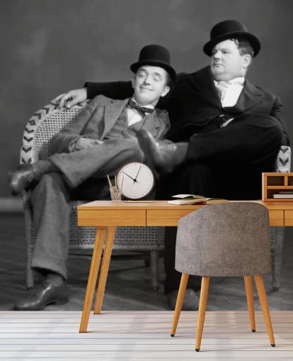 papier peint mural de film classique en noir et blanc appelé Laurel et Hardy II pour les maisons et les entreprises