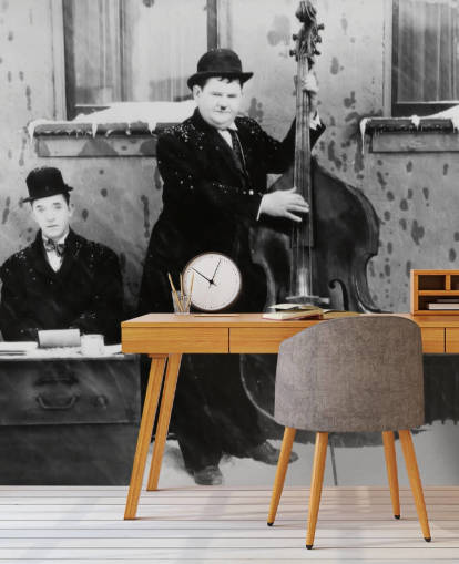 papier peint noir et blanc Laurel and Hardy appelé Laurel and Hardy (Below Zero)