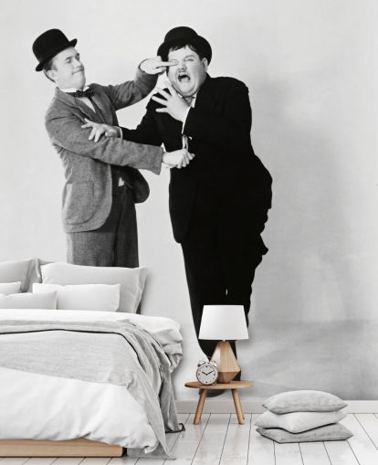 black and white silent movie wallpaper mural called Laurel and Hardy for homes and businesses