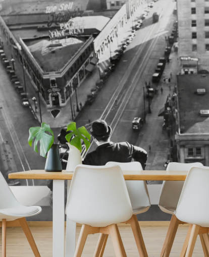 sort og hvid laurbær og hårdfør tapetmaleri kaldet Laurel og Hardy (Liberty) til kontorer og hjem