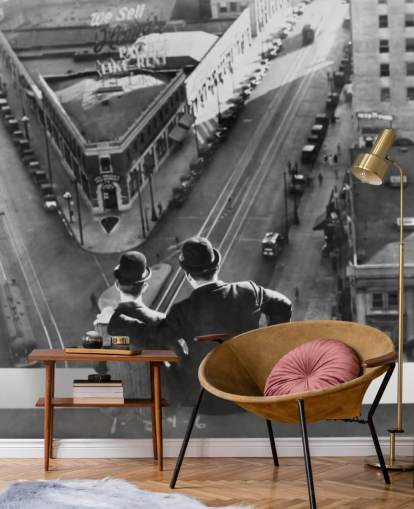 sort og hvid laurbær og hårdfør tapetmaleri kaldet Laurel og Hardy (Liberty) til kontorer og hjem sort og hvid laurbær og hårdfør tapetmaleri kaldet Laurel og Hardy (Liberty) til kontorer og hjem