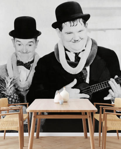 black and white classic movie wallpaper mural called Laurel and Hardy (Sons of the Desert)