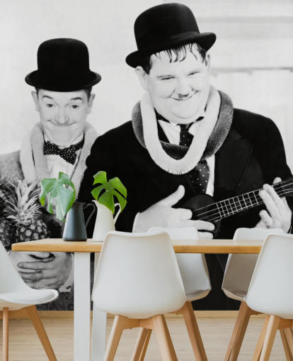 carta da parati murale classica in bianco e nero chiamata Laurel and Hardy (Sons of the Desert)