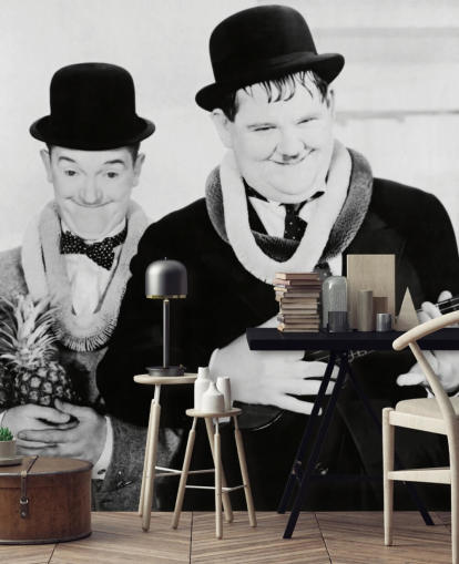 carta da parati murale classica in bianco e nero chiamata Laurel and Hardy (Sons of the Desert) carta da parati murale classica in bianco e nero chiamata Laurel and Hardy (Sons of the Desert)