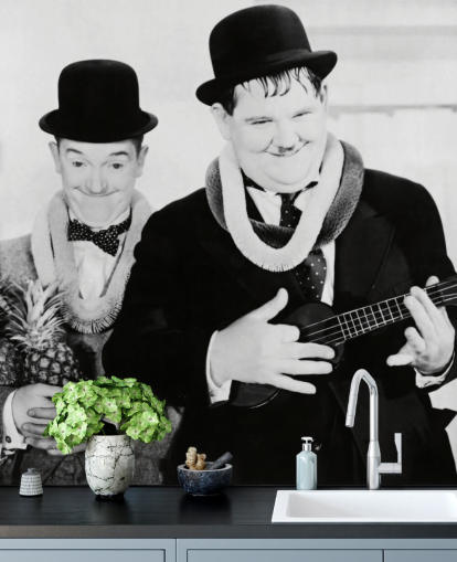 papier peint mural de film classique en noir et blanc appelé Laurel et Hardy (Sons of the Desert)