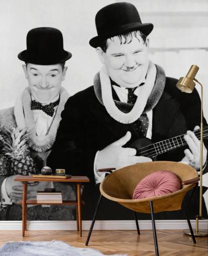 sort/hvidt klassisk filmtapet vægmaleri kaldet Laurel and Hardy (ørkenens sønner) sort/hvidt klassisk filmtapet vægmaleri kaldet Laurel and Hardy (ørkenens sønner)