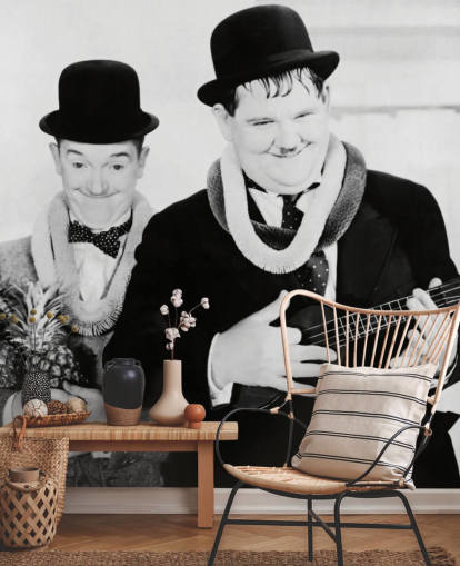 carta da parati murale classica in bianco e nero chiamata Laurel and Hardy (Sons of the Desert)
