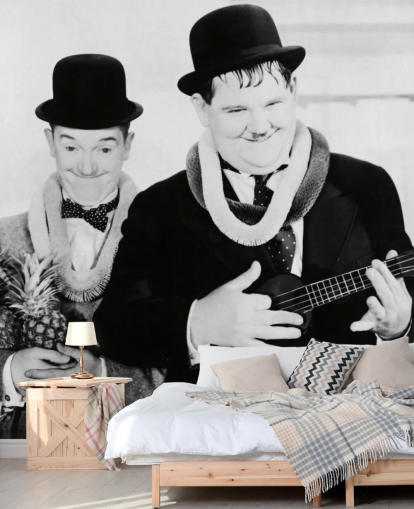 mural de papel pintado de películas clásicas en blanco y negro llamado Laurel and Hardy (Sons of the Desert)
