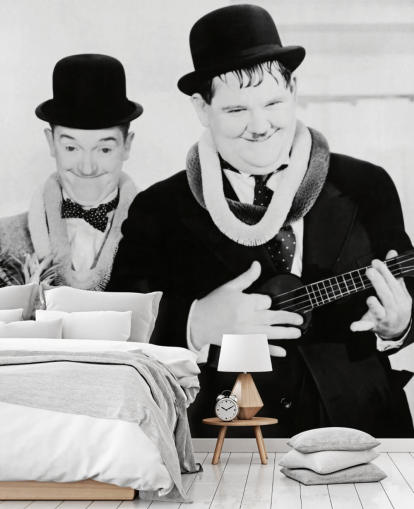 svart og hvitt klassisk filmtapet veggmaleri kalt Laurel and Hardy (Sons of the Desert) svart og hvitt klassisk filmtapet veggmaleri kalt Laurel and Hardy (Sons of the Desert)