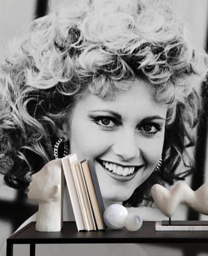 sort og hvidt fedt tapetmaleri kaldet Olivia Newton-John (Grease) til soveværelser og stuer sort og hvidt fedt tapetmaleri kaldet Olivia Newton-John (Grease) til soveværelser og stuer