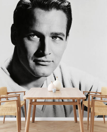 mural de papel pintado de actor en blanco y negro llamado Paul Newman para dormitorios, salas de estar y oficinas en casa mural de papel pintado de actor en blanco y negro llamado Paul Newman para dormitorios, salas de estar y oficinas en casa