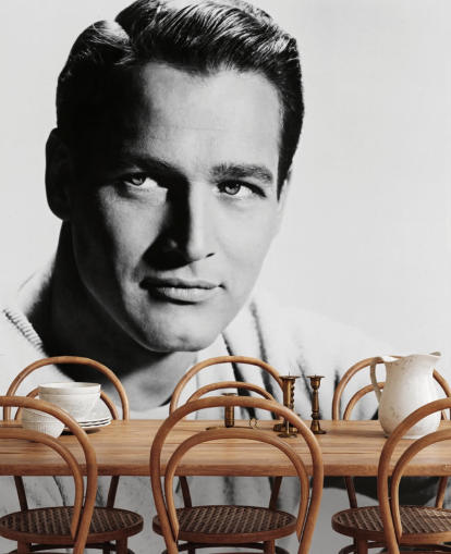 zwart-wit acteur behangmuurschildering genaamd Paul Newman voor slaapkamers, woonkamers en thuiskantoren zwart-wit acteur behangmuurschildering genaamd Paul Newman voor slaapkamers, woonkamers en thuiskantoren