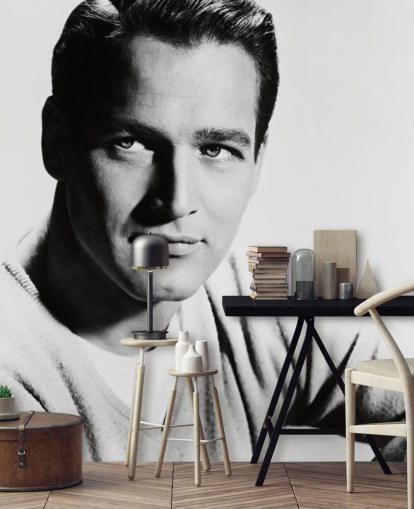 black and white actor wallpaper mural called Paul Newman for bedrooms, living rooms and home offices