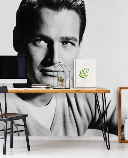 black and white actor wallpaper mural called Paul Newman for bedrooms, living rooms and home offices