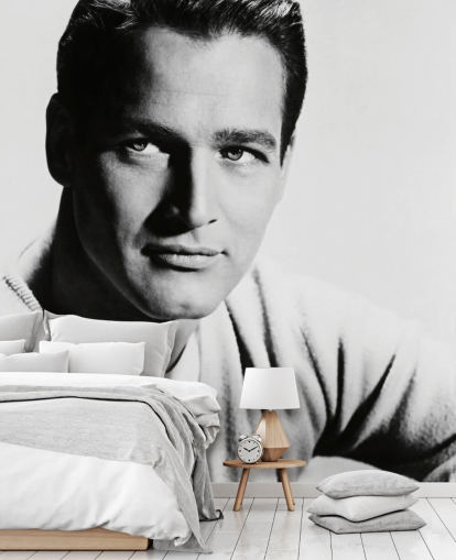 svart-hvitt skuespiller tapetmaleri kalt Paul Newman for soverom, stuer og hjemmekontorer