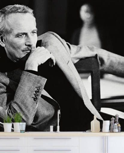 black and white paul newman wallpaper mural called Paul Newman (The Color of Money)