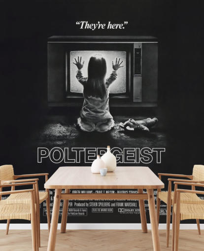 sort/hvid filmplakat tapetmaleri kaldet Poltergeist til soveværelser, hjemmekontorer og stuer