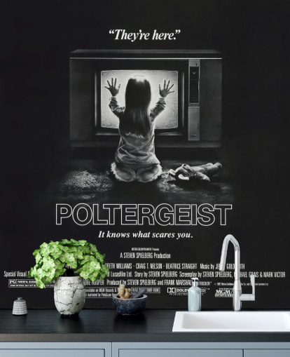 black and white movie poster wallpaper mural called Poltergeist for bedrooms, home offices and living rooms