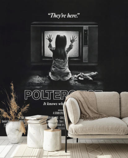 black and white movie poster wallpaper mural called Poltergeist for bedrooms, home offices and living rooms
