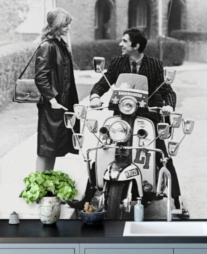black and white quadrophenia wallpaper mural for bedrooms and offices